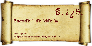 Bacsó Ádám névjegykártya